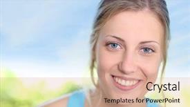  Presentation with blue eyes - Colorful slide set enhanced with 20 years - portrait of teenager with blue backdrop and a coral colored foreground