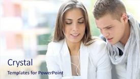  Presentation with examples street food - PPT layouts consisting of 20 years - young couple using smartphone background and a sky blue colored foreground