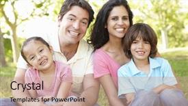  Presentation with relaxing - Beautiful slide set featuring 20 years - young hispanic family relaxing backdrop and a coral colored foreground