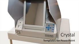  Presentation with touch screen - Slide deck having 2008 touch screen voting machine background and a light gray colored foreground