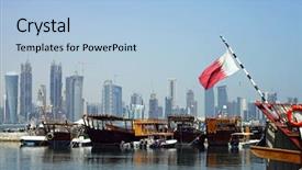  Presentation with qatar - Beautiful presentation featuring laptop dolphins backdrop and a light blue colored foreground.