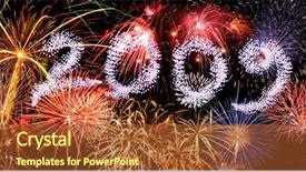  Presentation with night sky aviation moon - Beautiful presentation theme featuring 2009 with fireworks of different backdrop and a tawny brown colored foreground