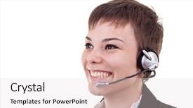  Presentation with telemarketer - Slides consisting of 2010 phone - smiling young woman telemarketer background and a lemonade colored foreground