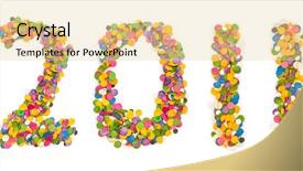  Presentation with red white blue confetti - PPT theme with 2011 made of confetti isolated background and a blonde colored foreground