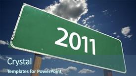  Presentation with clouds - PPT layouts consisting of 2011 road sign with dramatic background and a ocean colored foreground