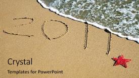  Presentation with beach wedding heart on sand - Amazing presentation theme having oceans eleven - 2011 written in the sand backdrop and a coral colored foreground