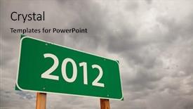  Presentation with storm clouds - Presentation with 2012 green road sign background and a light gray colored foreground