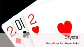  Presentation with playing cards - Presentation theme having 2012 written in playing cards background and a sky blue colored foreground
