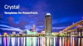  Presentation with city japan - Colorful PPT layouts enhanced with 2013 city - kobe japan at meriken park backdrop and a  colored foreground