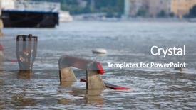  Presentation with flooding - Presentation design consisting of 2013 city - river danube flooding in budapest background and a gray colored foreground