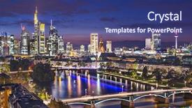  Presentation with financial center - Presentation design having 2013 city - skyline of frankfurt germany background and a ocean colored foreground