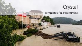  Presentation with flooding - Slide deck having 2013 linz austria inundation background and a sky blue colored foreground