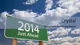  Presentation with new year - Colorful PPT theme enhanced with 2014 just ahead green road backdrop and a light blue colored foreground