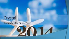  Presentation with 2018 beach - PPT layouts enhanced with 2014 letters with starfish ocean background and a light blue colored foreground
