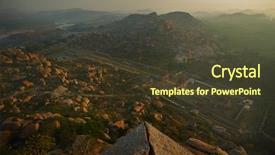  Presentation with mountain view - PPT theme enhanced with 2014 ruins of vijayanagara capital background and a tawny brown colored foreground