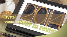  Presentation with review - Audience pleasing presentation theme consisting of 2014 year in review - text backdrop and a coral colored foreground