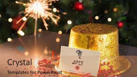  Presentation with annual party 2019 - Slides enhanced with 2015 card on table set background and a coral colored foreground