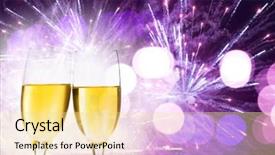  Presentation with champagne - Colorful presentation theme enhanced with 2015 celebration - glasses with champagne against holiday backdrop and a  colored foreground