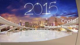  Presentation with fireworks - Beautiful theme featuring 2015 fireworks and cityscape looking from window backdrop and a coral colored foreground