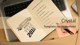  Presentation with goals - PPT theme having 2015 goals - hand holding a fountain pen background and a  colored foreground