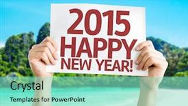  Presentation with new year card - Cool new slides with 2015 happy new year card backdrop and a seafoam green colored foreground