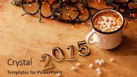  Presentation with new season - Presentation theme with 2015 happy new year greeting background and a  colored foreground