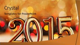  Presentation with new season - Slides enhanced with 2015 happy new year greeting background and a gold colored foreground