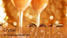 Presentation with happy new year - Presentation theme enhanced with 2015 happy new year greeting background and a  colored foreground