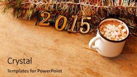  Presentation with happy new year - Colorful presentation theme enhanced with 2015 happy new year greeting backdrop and a yellow colored foreground