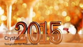  Presentation with happy new year - Cool new presentation theme with 2015 happy new year greeting backdrop and a gold colored foreground