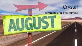  Presentation with august - Audience pleasing theme consisting of 2015 journey - august sign with road background backdrop and a light blue colored foreground