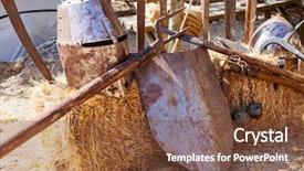  Presentation with weapons - Colorful PPT layouts enhanced with 2015 medieval weapons and armor backdrop and a tawny brown colored foreground