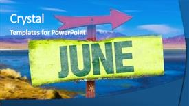  Presentation with june - Slide deck enhanced with 2015 plan - june direction sign with landscape background and a teal colored foreground