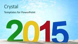  Presentation with sand - Slide set consisting of 2015 sign on beach sand background and a  colored foreground