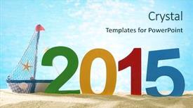  Presentation with sand - Cool new PPT layouts with 2015 sign on beach sand backdrop and a cool aqua colored foreground