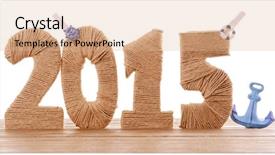  Presentation with blue aged wood sign - Presentation design featuring 2015 sign on wooden berth background and a lemonade colored foreground