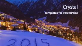  Presentation with house snow mountain - Slides with 2015 on snow at mountains background and a wine colored foreground