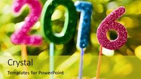  Presentation with math numbers of different fonts - Cool new presentation theme with 2016 as the new year backdrop and a yellow colored foreground