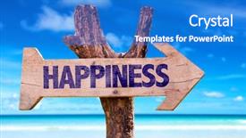  Presentation with happiness - Amazing presentation theme having 2016 free - happiness wooden sign with beach backdrop and a cobalt blue colored foreground