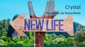  Presentation with new christian life - Colorful slide set enhanced with 2016 free - new life arrow with beach backdrop and a light blue colored foreground