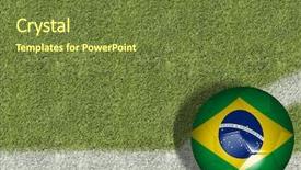  Presentation with soccer field - Theme with goals 2016 - brazilian ball in a soccer background and a tawny brown colored foreground