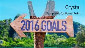  Presentation with goals - Amazing slide deck having 2016 goals arrow with beach backdrop and a light blue colored foreground