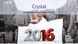  Presentation with shaking hands - Slide set consisting of 2016 graphic against composite image background and a sky blue colored foreground