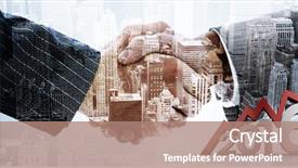  Presentation with shaking hands - Colorful PPT layouts enhanced with 2016 graphic against composite image backdrop and a coral colored foreground