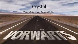  Presentation with lonely desert road - Beautiful PPT theme featuring 2016 growth - forward in german written backdrop and a light gray colored foreground