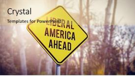  Presentation with free america roadmap - PPT theme having 2016 growth - liberal america ahead against trees background and a yellow colored foreground