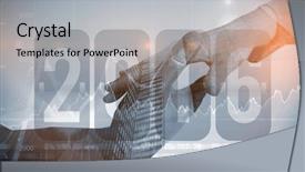  Presentation with new year - Presentation theme enhanced with 2016 growth - new year graphic against stocks background and a  colored foreground