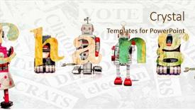  Presentation with robots - Colorful PPT theme enhanced with 2016 growth - robots say change backdrop and a soft green colored foreground