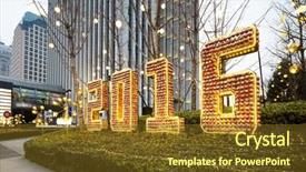  Presentation with light led - Beautiful PPT theme featuring 2016 happy new year illuminated backdrop and a  colored foreground