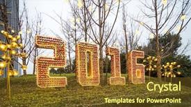  Presentation with led light - Colorful presentation theme enhanced with 2016 happy new year illuminated backdrop and a  colored foreground